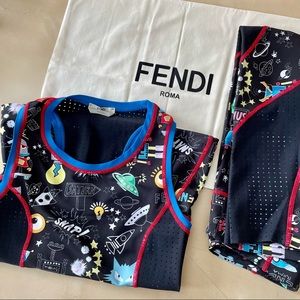 Fendi Black Comic Cartoon Prints Sportswear Bottoms/Leggings